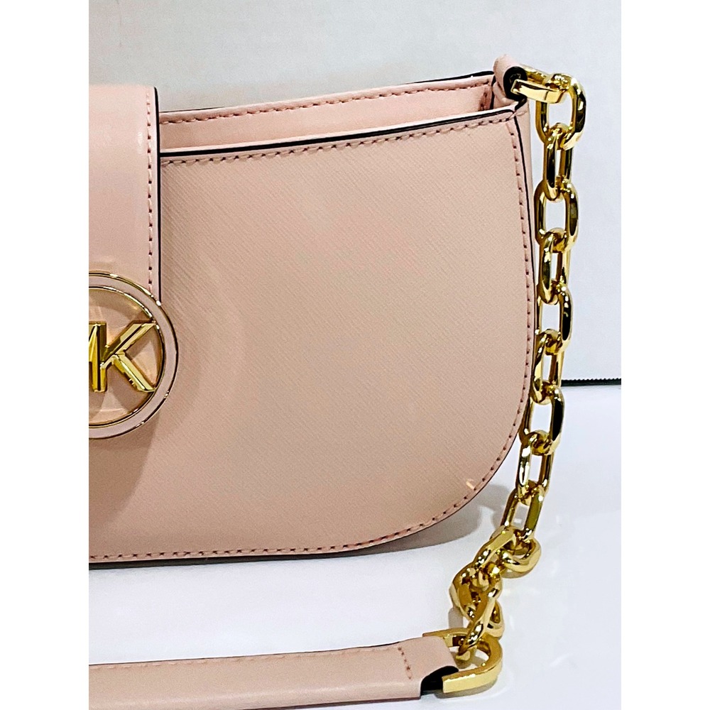Michael Kors Carmen pouchette powder blush pink small vegan shoulder bag purse - Picture 5 of 15